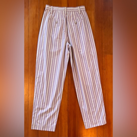 NWOT Madewell Pleated Tapered Pants in Signature Poplin - Size 0- LavenderStripe - Picture 7 of 8